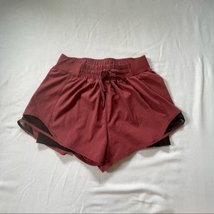 MPG dark dusty pink high waisted athletic shorts with side pocket
